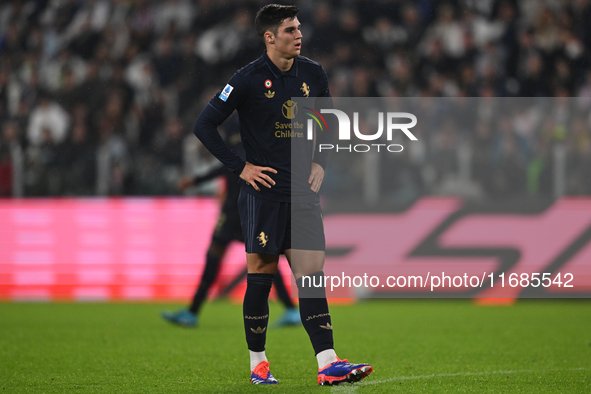 Vasilije Adzic of Juventus FC looks on during the match between Juventus FC and SS Lazio in the 8th round of the Italian Lega Serie A Eniliv...