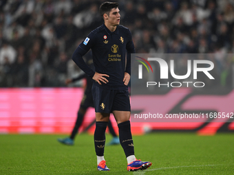 Vasilije Adzic of Juventus FC looks on during the match between Juventus FC and SS Lazio in the 8th round of the Italian Lega Serie A Eniliv...