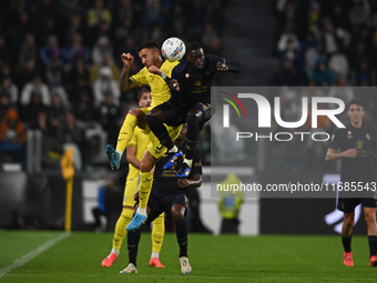 Matias Vecino of SS Lazio and Timothy Weah of Juventus FC are in action during the Juventus FC vs. SS Lazio match, the 8th round of the Ital...