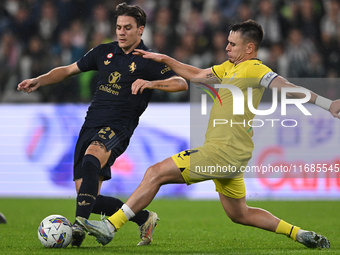 Nicolo Fagioli of Juventus FC and Patric of SS Lazio battle for the ball during the Juventus FC vs. SS Lazio match in the 8th round of the I...