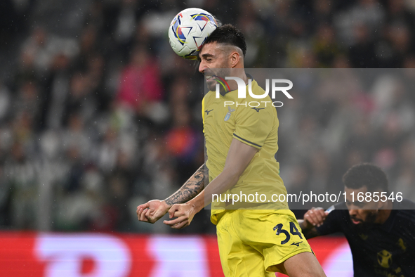 Mario Gila of SS Lazio is in action during the Juventus FC vs. SS Lazio match, the 8th round of the Italian Lega Serie A Enilive 24/25, at A...