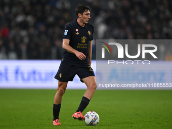 Andrea Cambiaso of Juventus FC is in action during the match between Juventus FC and SS Lazio in the 8th round of the Italian Lega Serie A E...