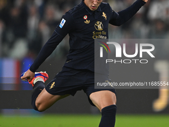 Vasilije Adzic of Juventus FC is in action during the match between Juventus FC and SS Lazio in the 8th round of the Italian Lega Serie A En...