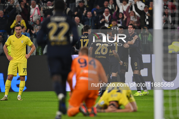 Juan Cabal of Juventus FC celebrates after scoring his team's first goal during the Juventus FC vs. SS Lazio match, 8th turn of Italian Lega...