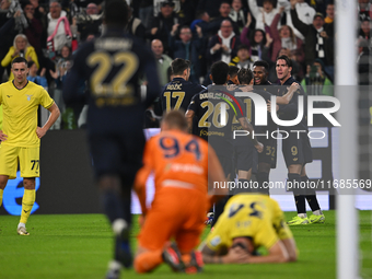 Juan Cabal of Juventus FC celebrates after scoring his team's first goal during the Juventus FC vs. SS Lazio match, 8th turn of Italian Lega...