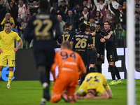 Juan Cabal of Juventus FC celebrates after scoring his team's first goal during the Juventus FC vs. SS Lazio match, 8th turn of Italian Lega...