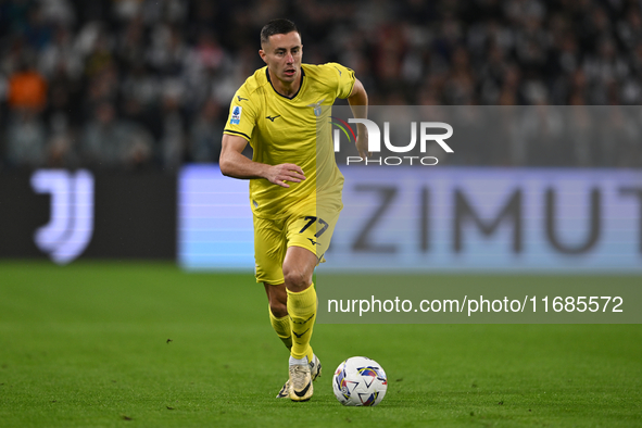 Adam Marusic of SS Lazio is in action during the Juventus FC vs. SS Lazio match, the 8th round of the Italian Lega Serie A Enilive 24/25, at...