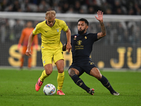 Gustav Isaksen of SS Lazio is in action during the Juventus FC vs. SS Lazio match, the 8th round of the Italian Lega Serie A Enilive 24/25,...