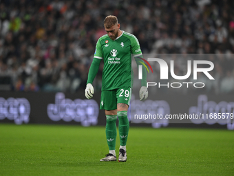 Michele Di Gregorio of Juventus FC looks on during the Juventus FC - SS Lazio match, 8th turn of Italian Lega Serie A Enilive 24/25 in Allia...