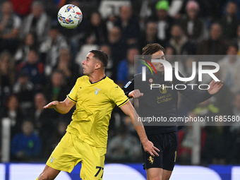 Adam Marusic of SS Lazio is in action during the Juventus FC vs. SS Lazio match, the 8th round of the Italian Lega Serie A Enilive 24/25, at...