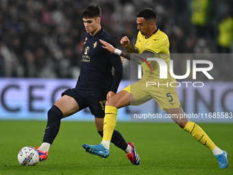 Vasilije Adzic of Juventus FC is in action during the match between Juventus FC and SS Lazio in the 8th round of the Italian Lega Serie A En...