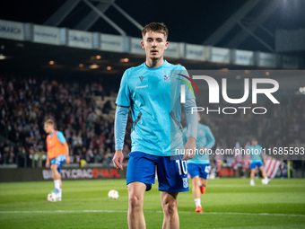 Patrik Walemark warms up before the game between KS Cracovia and Lech Poznan in Krakow, Poland, on October 19, 2024. This is a PKO BP Ekstra...