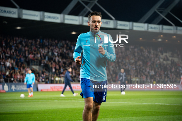 Afonso Sousa warms up before the game between KS Cracovia and Lech Poznan in Krakow, Poland, on October 19, 2024, during the PKO BP Ekstrakl...