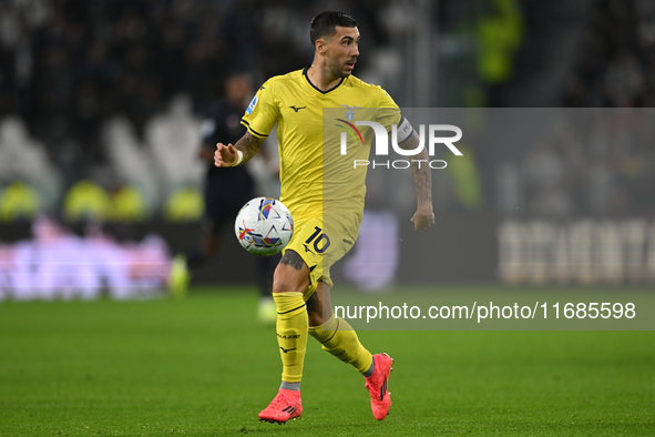 Mattia Zaccagni of SS Lazio is in action during the Juventus FC vs. SS Lazio match in the 8th round of the Italian Lega Serie A Enilive 24/2...