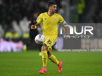 Mattia Zaccagni of SS Lazio is in action during the Juventus FC vs. SS Lazio match in the 8th round of the Italian Lega Serie A Enilive 24/2...