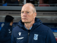 Lech Poznan coach Niels Frederiksen is present during the game between KS Cracovia and Lech Poznan in Krakow, Poland, on October 19, 2024. T...