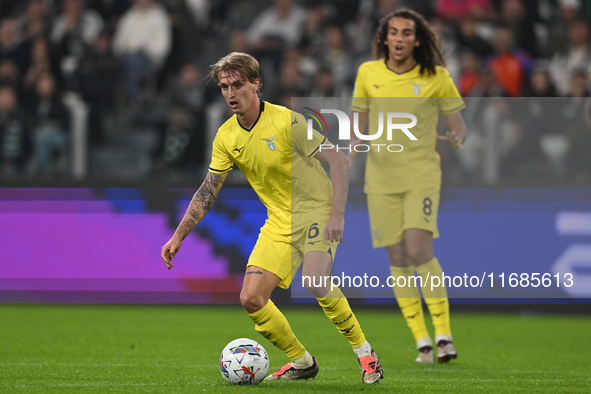 Nicolo Rovella of SS Lazio is in action during the Juventus FC vs. SS Lazio match in the 8th round of the Italian Lega Serie A Enilive 24/25...