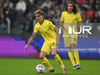 Nicolo Rovella of SS Lazio is in action during the Juventus FC vs. SS Lazio match in the 8th round of the Italian Lega Serie A Enilive 24/25...