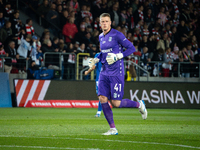 Goalkeeper Bartosz Mrozek participates in the game between KS Cracovia and Lech Poznan in Krakow, Poland, on October 19, 2024. PKO BP Ekstra...