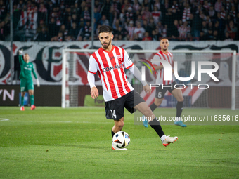 Ajdin Hasic participates in the game between KS Cracovia and Lech Poznan in Krakow, Poland, on October 19, 2024. This is a PKO BP Ekstraklas...