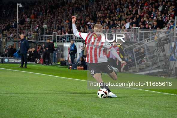 David Olafsson participates in the game between KS Cracovia and Lech Poznan in Krakow, Poland, on October 19, 2024. PKO BP Ekstraklasa, Poli...