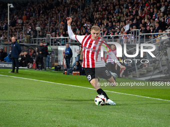 David Olafsson participates in the game between KS Cracovia and Lech Poznan in Krakow, Poland, on October 19, 2024. PKO BP Ekstraklasa, Poli...