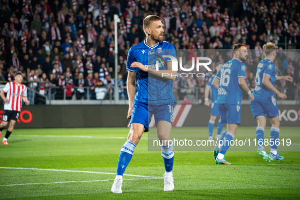 Bartosz Salamon participates in the game between KS Cracovia and Lech Poznan in Krakow, Poland, on October 19, 2024. This is a PKO BP Ekstra...