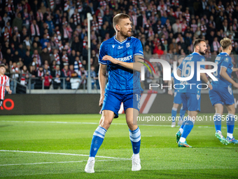 Bartosz Salamon participates in the game between KS Cracovia and Lech Poznan in Krakow, Poland, on October 19, 2024. This is a PKO BP Ekstra...