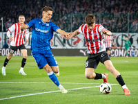 Joel Pereira and Filip Rozga participate in the game between KS Cracovia and Lech Poznan in Krakow, Poland, on October 19, 2024. This is a P...