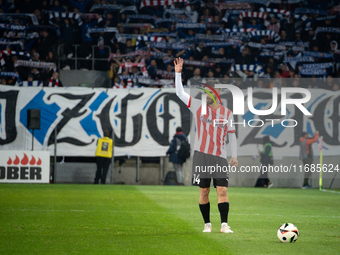 Ajdin Hasic participates in the game between KS Cracovia and Lech Poznan in Krakow, Poland, on October 19, 2024. This is a PKO BP Ekstraklas...