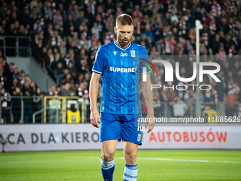 Bartosz Salamon participates in the game between KS Cracovia and Lech Poznan in Krakow, Poland, on October 19, 2024. This is a PKO BP Ekstra...