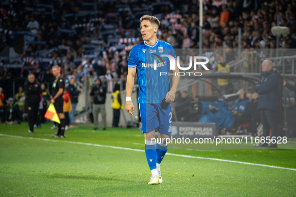 Joel Pereira participates in the game between KS Cracovia and Lech Poznan in Krakow, Poland, on October 19, 2024. This is a PKO BP Ekstrakla...