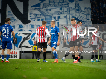 A PKO BP Ekstraklasa game takes place between KS Cracovia and Lech Poznan in Krakow, Poland, on October 19, 2024. This is a Polish football...