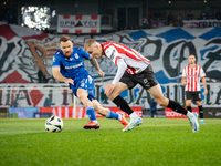 David Olafsson and Dino Hotic participate in the game between KS Cracovia and Lech Poznan in Krakow, Poland, on October 19, 2024. PKO BP Eks...