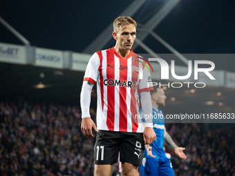 Mikkel Maigaard participates in the game between KS Cracovia and Lech Poznan in Krakow, Poland, on October 19, 2024. This is a PKO BP Ekstra...