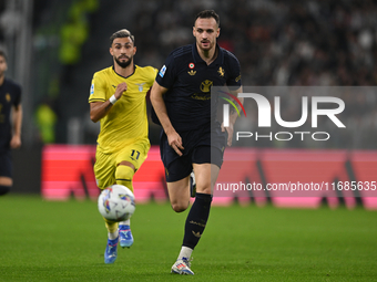 Federico Gatti of Juventus FC is in action during the Juventus FC vs. SS Lazio match, the 8th turn of the Italian Lega Serie A Enilive 24/25...