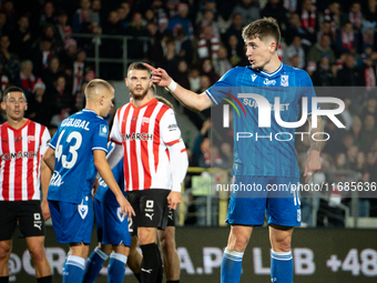 Patrik Walemark participates in the game between KS Cracovia and Lech Poznan in Krakow, Poland, on October 19, 2024. This is a PKO BP Ekstra...