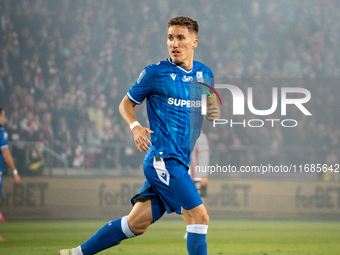 Joel Pereira participates in the game between KS Cracovia and Lech Poznan in Krakow, Poland, on October 19, 2024. This is a PKO BP Ekstrakla...