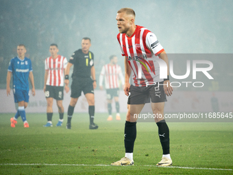 Mick van Buren participates in the game between KS Cracovia and Lech Poznan in Krakow, Poland, on October 19, 2024. This is a PKO BP Ekstrak...