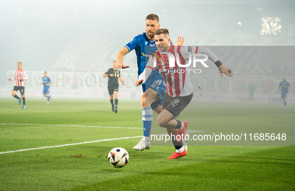 Benjamin Kallman participates in the game between KS Cracovia and Lech Poznan in Krakow, Poland, on October 19, 2024. This is a PKO BP Ekstr...