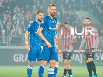 Bartosz Salamon participates in the game between KS Cracovia and Lech Poznan in Krakow, Poland, on October 19, 2024. This is a PKO BP Ekstra...