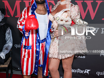 Raz-B and Amber Rose arrive at Amberween - An Amber Rose Birthday Party held at a Private Residence on October 19, 2024 in Tarzana, Los Ange...