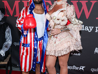 Raz-B and Amber Rose arrive at Amberween - An Amber Rose Birthday Party held at a Private Residence on October 19, 2024 in Tarzana, Los Ange...