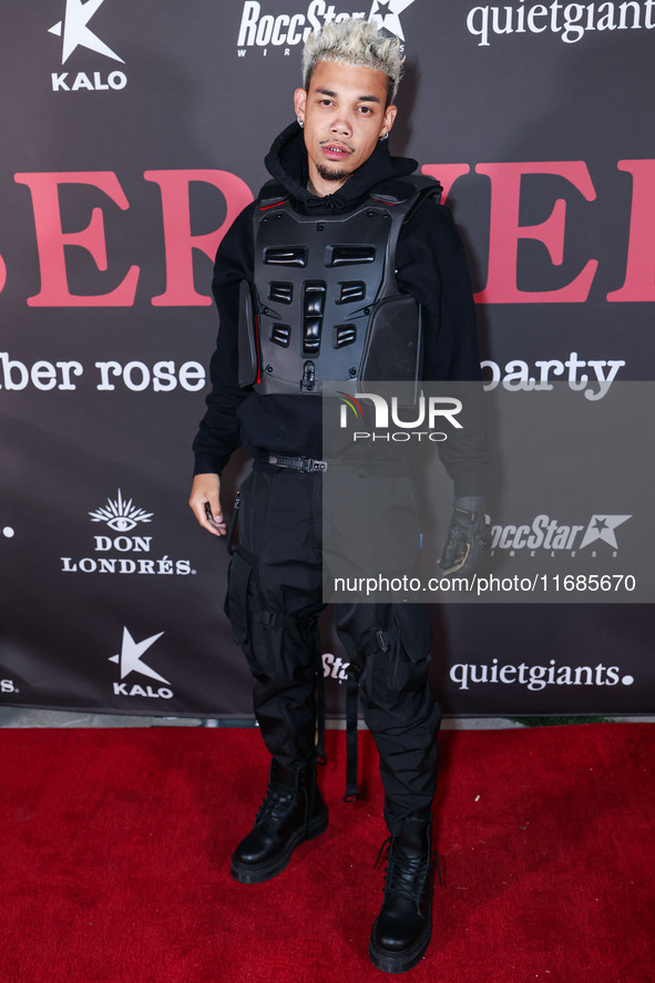 Roshon Fegan arrives at Amberween - An Amber Rose Birthday Party held at a Private Residence on October 19, 2024 in Tarzana, Los Angeles, Ca...