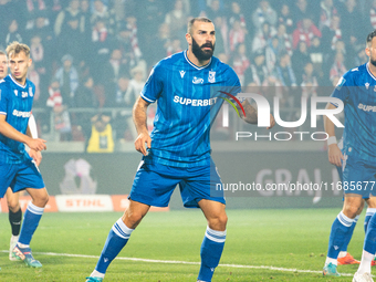 Mikael Ishak participates in the game between KS Cracovia and Lech Poznan in Krakow, Poland, on October 19, 2024. PKO BP Ekstraklasa, Polish...