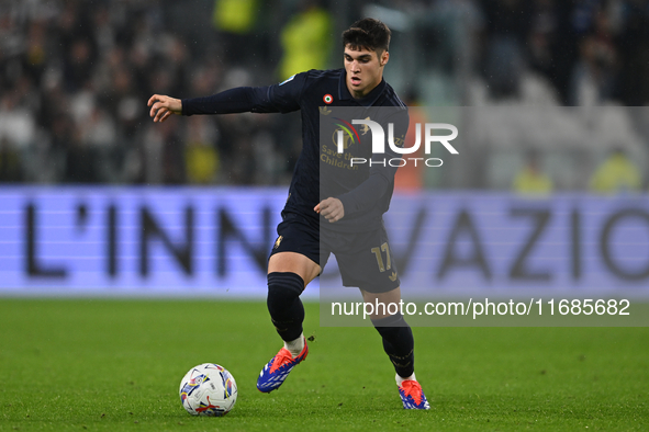 Vasilije Adzic of Juventus FC is in action during the match between Juventus FC and SS Lazio in the 8th round of the Italian Lega Serie A En...