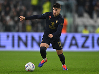 Vasilije Adzic of Juventus FC is in action during the match between Juventus FC and SS Lazio in the 8th round of the Italian Lega Serie A En...