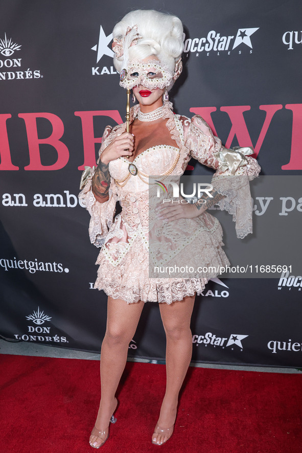 Amber Rose arrives at Amberween - An Amber Rose Birthday Party held at a Private Residence on October 19, 2024 in Tarzana, Los Angeles, Cali...