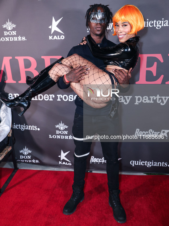 Nadia Garcia Sanders arrives at Amberween - An Amber Rose Birthday Party held at a Private Residence on October 19, 2024 in Tarzana, Los Ang...