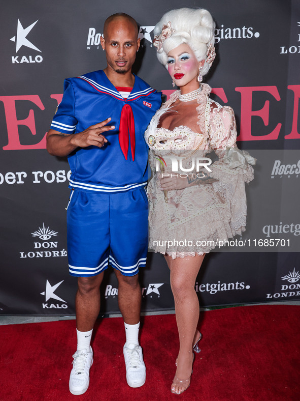 Joseph Boykin and Amber Rose arrive at Amberween - An Amber Rose Birthday Party held at a Private Residence on October 19, 2024 in Tarzana,...